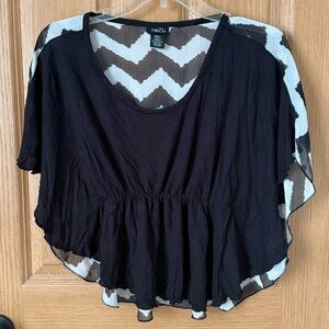 Rue21 Black Top with White Chevron Back